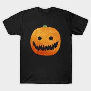 Happy Halloween Orange Glitter Pumpkin T-Shirt